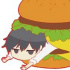 Tanaka-kun wa Itsumo Kedaruge CharaRide Tanaka on Hamburger Rubber Strap