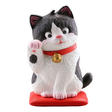 main photo of miniQ Miniature Cube Sato Kunio's Shoufuku Cat: Black and white Cat (Normal) Happy Come-Come