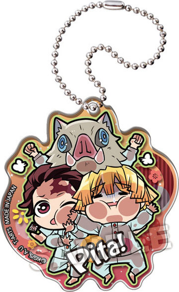 main photo of Kimetsu no Yaiba Pita! Deforme Acrylic Keychain vol.3: Tanjirou & Zenitsu & Inosuke